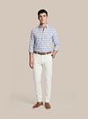 Camicia Steppin' Out in lino e cotone a quadri blu e sabbia Model / Voorkant