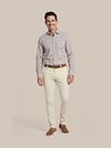 Suitable Twill Shirt Extra Long Sleeves Stripe Brown Model / Voorkant