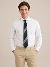 Suitable Cravate Soie Marine Vert Wide Stripe  Model / Voorkant