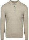 Profuomo Langærmet Poloshirt i Merinould Beige PPWJ30002F-F