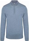 Profuomo Halv Zip Pullover i Merinould Melange Blå PPVJ30003F-M