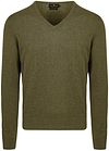 Steppin' Out Tröja i bomullskashmir med V-ringning i olivgrön SM1201.0001-5103