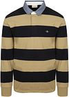 Gant Tung Rugger Shield Langermet Polo Stripe Marine Beige 2004083-224