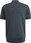 Cast Iron Knitted Half Zip Polo Shirt Structure Blue Product / Achterkant