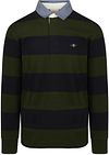 Gant Heavy Rugger Shield Langarm Polo Streifen Marine Grün 2004083-360