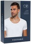 Suitable Otaru T-Shirt Brede Ronde Hals Wit 2-Pack Verpakking
