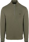 Fred Perry Halv-Zip Trøje i Oliven grøn M3574-W49
