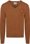 Gant Pullover V-hals i uldblanding, Kamel 8050274-220