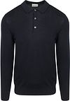 Profuomo Långärmad Pikétröja i Merinoull Marinblå PPWJ30002H-P