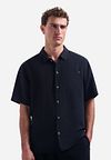 No Excess Short Sleeve Shirt Linen Blend Navy