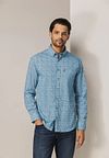 State Of Art Hemd Poplin Dandelion Blau Model / Voorkant