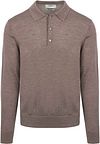 King Essentials The Robert langærmet poloshirt i Merino uld i brun KM111030002-N050T