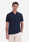 No Excess Stickad Poloshirt Structure Marinblå Model / Voorkant