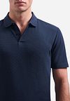 No Excess Stickad Poloshirt Structure Marinblå Model / Detail