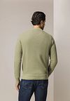 Sweter State Of Art o strukturalnym splocie z dekoltem V w kolorze zielonym Model / Achterkant