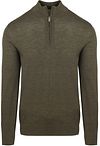 Profuomo Halv Lynlås Pullover i Merinould i Olivengrøn PPWJ30003A-Z3