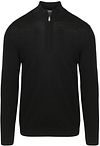 Profuomo Halv Lynlås Pullover i Merinould Sort PPWJ30003G-A