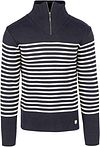 Armor-Lux Truck Driver Half Zip Sweater Wool Stripes Navy 75735-429