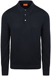 Suitable Langermet-Poloshirt Flat Strikk Marin PU-POLM-BL-NAVY