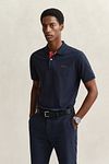 Gant Contrast Piqué Poloshirt Navy Model / Voorkant