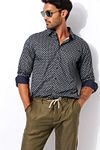 Desoto Shirt Print Dark Green Model / Voorkant