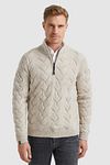 Vanguard Trui Half Zip Structuur Wolblend Ecru Model / Voorkant