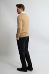 Steppin' Out sweter z dekoltem w serek z wełny merino beżowy Model / Achterkant