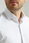 Koszula Suitable z diagonalu (twill) z podwójnym mankietem, we wzór, biała Model / Detail