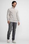 Pullover Petrol half zip écru Model / Voorkant