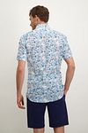 State Of Art Short Sleeve Overhemd Print Bloem Blauw Model / Achterkant