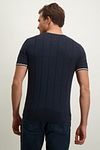 State of Art Knitted T-Shirt Bleu Marine Model / Achterkant