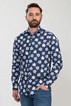 Blue Industry Overhemd Bloemen Donkerblauw Model / Voorkant