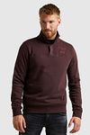 PME Legend Pull zippé à demi-bouton Bordeaux Model / Voorkant