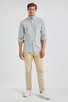 Camicia McGregor in popeline a righe verde salvia Model / Voorkant