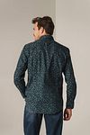 Camicia State of Art in popeline stampato blu navy verde Model / Achterkant