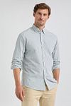 Camisa McGregor de popelina a rayas en verde salvia Model / Voorkant