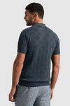Cast Iron Knitted Half Zip Poloshirt Structuur Blauw Model / Achterkant