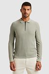 Cast Iron Long Sleeve Half Zip Polo Shirt Structure Light Green Model / Voorkant