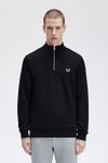 Czarny sweter Fred Perry z półzamkiem Model / Voorkant