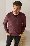 Sweter State of Art z dekoltem w serek, melanż, bordowy Model / Voorkant