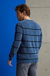 Cast Iron Sweater Striped Dark Blue Model / Achterkant