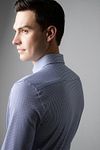 Desoto Camicia Essential Hai in piqué pied-de-poule blu Model / Detail