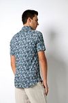 Desoto Short Sleeve Jersey Hemd Blumenmuster Blau Model / Achterkant