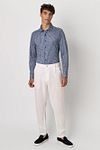 Desoto Shirt Kent Linen Optics Stripes Navy Model / Voorkant