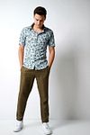 Desoto Short Sleeve Jersey Overhemd Print Lichtblauw Model / Voorkant