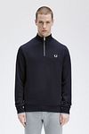 Fred Perry Half Zip Trui Navy Blauw Model / Voorkant