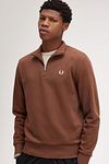 Fred Perry Half Zip Trui Whisky Bruin Model / Voorkant