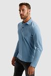 PME Legend Long Sleeve Poloshirt Garment Dye Piqué Blau Model / Zijkant
