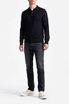King Essentials The Robert Long Sleeve Poloshirt Merino Zwart Model / Voorkant