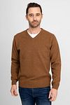 Suitable Lamswol Trui V-Hals Camel Model / Voorkant met Emiel